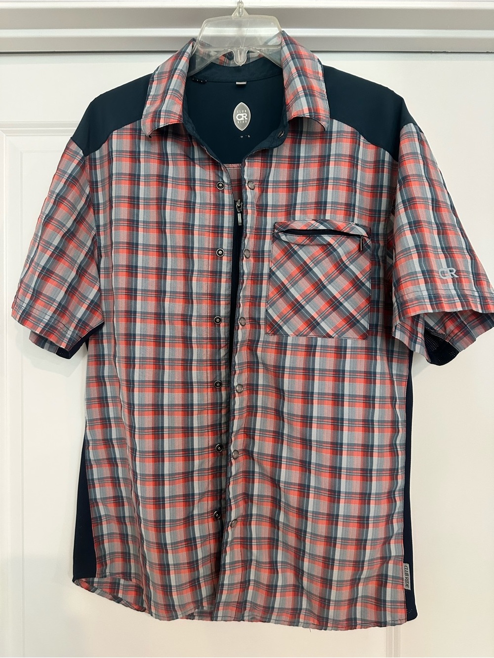 Outdoor Short-Sleeve Red Plaid Performance Mnt Biking Shirt